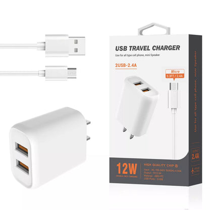 Reiko Micro Portable Travel Home Charger With Built In 5 Ft Cable